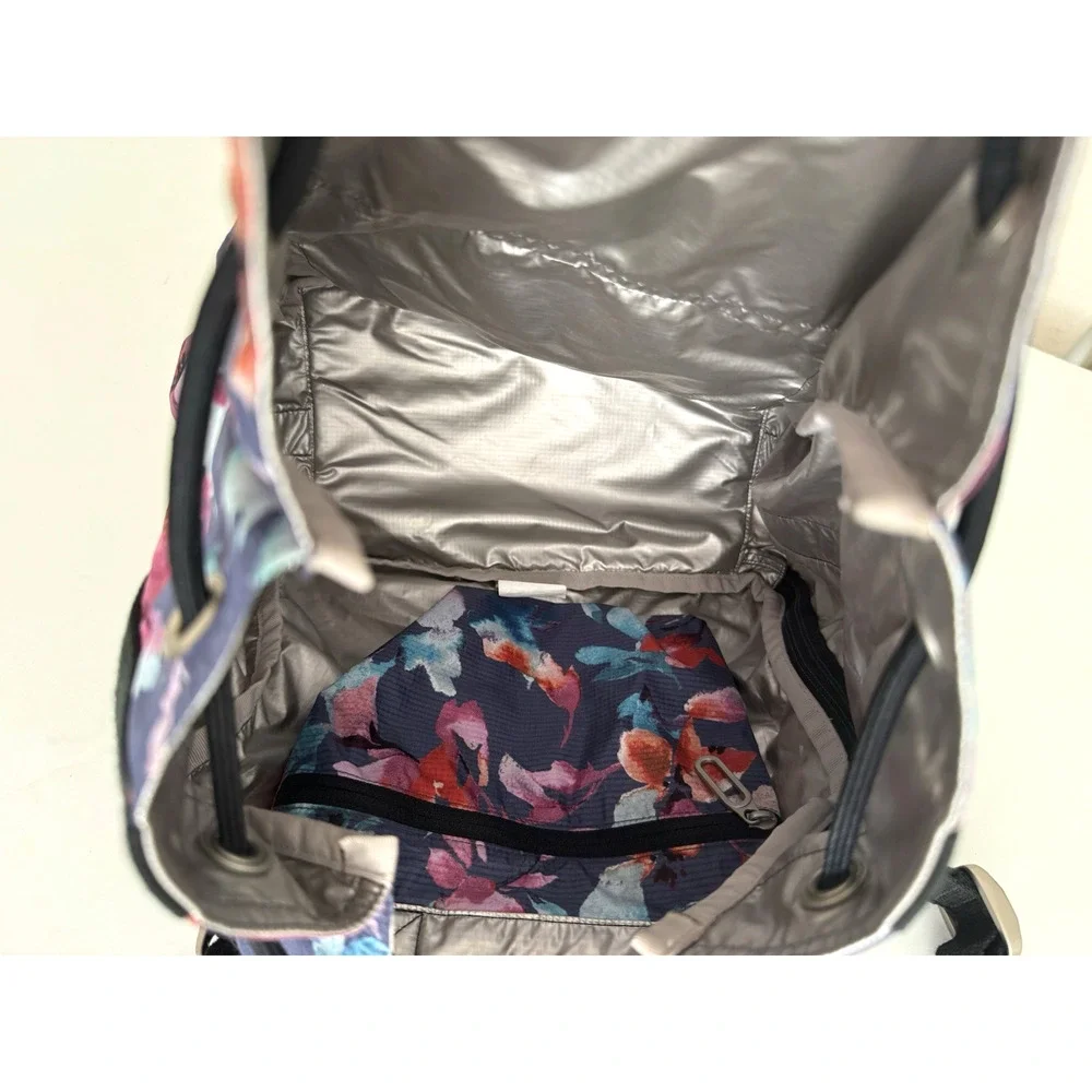 LeSportsac Voyager Backpack Blue Watercolor Floral Ripstop Small Ultra-Light